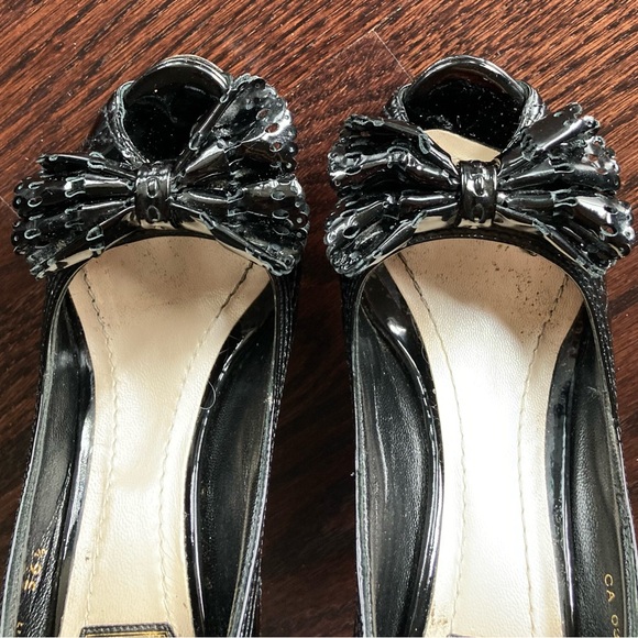 Dior Black Quilted Cannage Patent Leather Peeptoe Pumps with Bow 36.5 6.5 - Picture 3 of 6